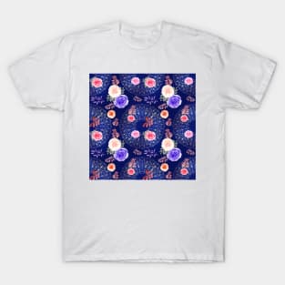 Spring Mandalas and Roses China Blue T-Shirt